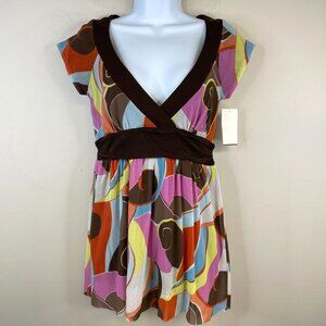 Vintage Y2K Weston Wear Top NWT Medium Babydoll Mesh Mod Party Bow Back Retro